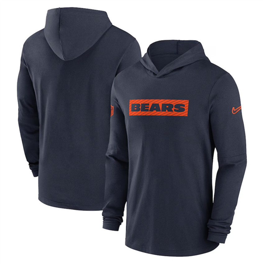 Men's Navy Chicago Bears Sideline Performance Hoodie